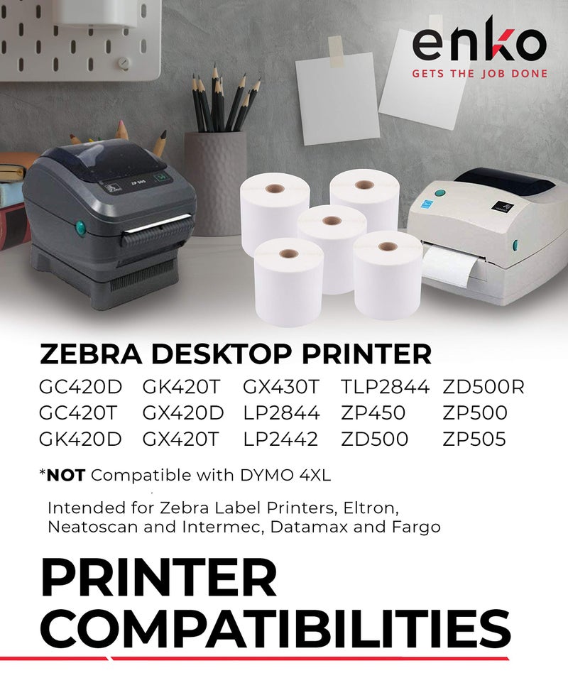 enKo Products enKo (3 Rolls, 1350 Labels) 4 x 6 Direct Thermal Address & Shipping Labels - Compatible 4x6 Shipping Label for Zebra Printer 2844 ZP450 ZP-500 ZP-505, Rollo, Eltron, Neatoscan - Image 3